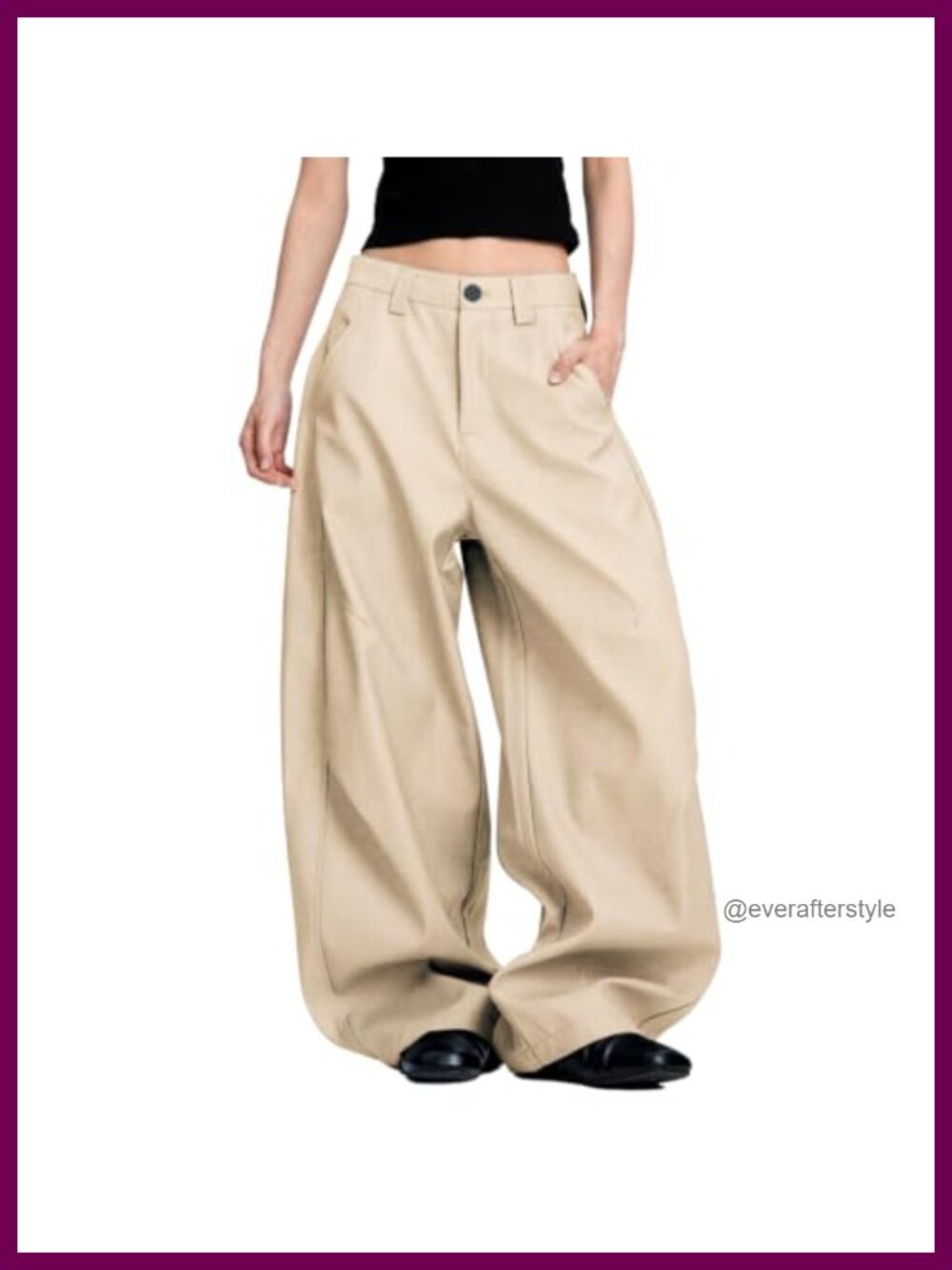 Polyester Wide Leg Barrel Dress Pants High Rise Elastic Waist Trousers